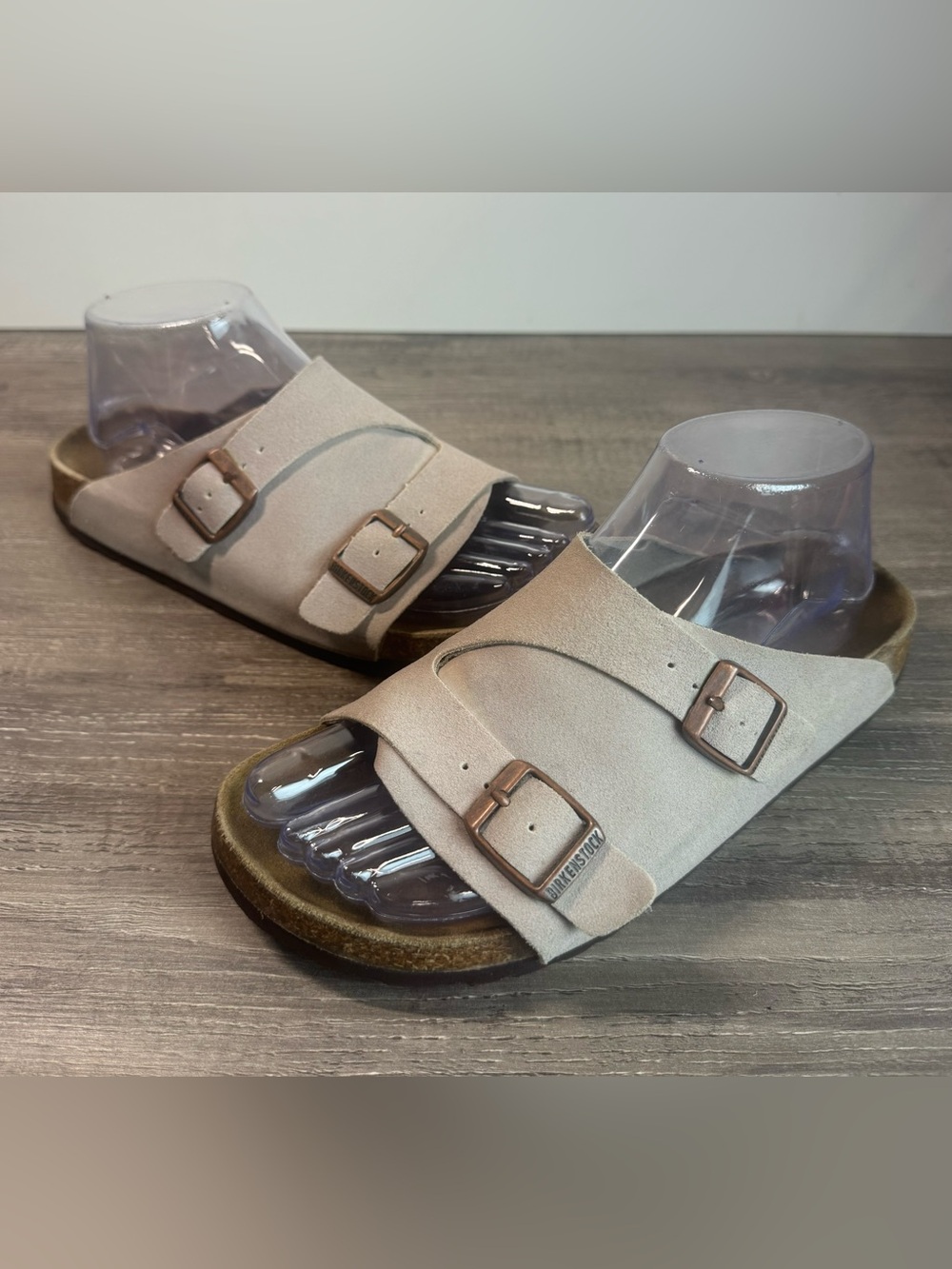Birkenstock Zurich Buckled Slip On Taupe suede sandals EU38/US7-7.5- see photos - Picture 1 of 9